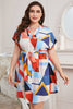 Plus Size Notched Neck Tie Waist Dress