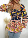 Square Neck Printed Blouse