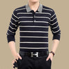 Spring and autumn middle-aged men's long-sleeved T-shirt cotton lapel - Verzatil 