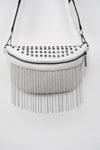 PU Leather Studded Sling Bag with Fringes