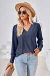 V-Neck Long Sleeve Blouse