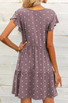 Polka Dot V-Neck Flutter Sleeve Mini Dress