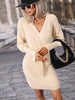 Surplice Neck Tie Waist Sweater Dress