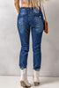 Distressed High Waist Jeans with Pockets