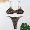 Women's Sexy Split Chain Solid Color Halter Strap Bikini Swimsuit Two Piece - Verzatil 