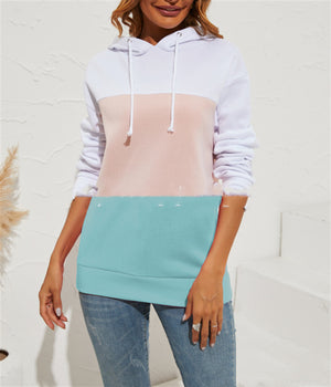 Colored Hooded Sweatshirt Long Sleeve Top - Verzatil 