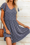 Polka Dot V-Neck Flutter Sleeve Mini Dress