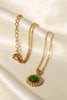 18K Gold Plated Stone Pendant Chain Necklace