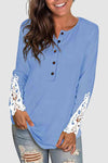 Lace Detail Button Front T-Shirt