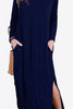 Split Long Sleeve V-Neck Maxi Dress