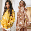 Autumn And Winter New Women Tie Dye Sunflower Print Hooded Sweater - Verzatil 