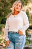 Plus Size Spliced Lace Ribbed Henley Top