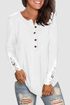 Lace Detail Button Front T-Shirt