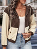 Two-Tone Zip-Up Dropped Shoulder Hooded Jacket