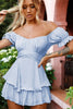 Off Shoulder Flounce Sleeve Romper