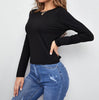 Lace-Up T-Shirt Women Hollow Open Back Long-Sleeved - Women's Top - Verzatil 