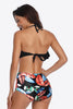 Two-Tone Ruffled Halter Neck Two-Piece Swimsuit