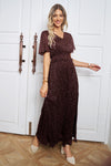 V-Neck High Slit Glitter Maxi Dress