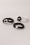 3-Piece Contrast Flower Bead Bracelet