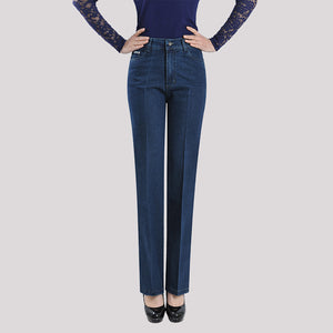 Fall Winter Women's Trousers Stretch Straight Leg Slim High Waisted Jeans - Verzatil 