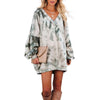 Tie-Dye Printed Long-Sleeved V-Neck Loose Casual Home Sweater - Verzatil 