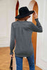 Notched Neck Long Sleeve Blouse