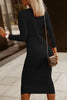 Ruched Surplice Long Sleeve Midi Dress