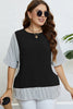 Plus Size Striped Round Neck Half Sleeve Top