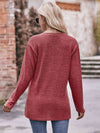 Double Take Buttoned Notched Neck Long Sleeve Top