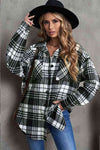 Plaid Collared Neck Button Up Jacket with Pockets