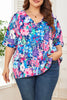 Floral Center Seam V-Neck Blouse