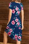 Floral Round Neck Short Sleeve Dress