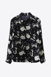 Cat Print Button-Up Shirt