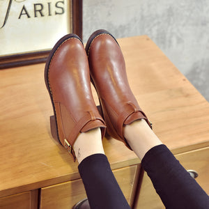 Thick Heel Mid-heel Martin Boots Female Round Toe Fashion British Short Boots women shoes - Verzatil 