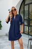 Notched Neck Flounce Sleeve Mini Dress