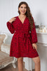 Plus Size Long Sleeve Surplice Neck Dress