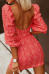 Daisy Print Belted Backless Mini Dress