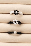 3-Piece Contrast Flower Bead Bracelet