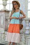 Color Block Tie-Shoulder Sleeveless Dress