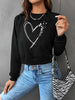 Round Neck Raglan Sleeve Heart Graphic Sweatshirt