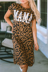 MAMA Leopard Slit Short Sleeve Dress