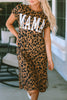 MAMA Leopard Slit Short Sleeve Dress