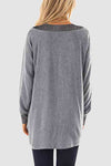 V-Neck Long Sleeve Sweatshirt with Pockets