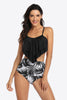 Botanical Print Ruffled Two-Piece Swimsuit