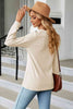 Notched Neck Long Sleeve Buttoned Blouse