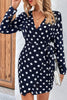 Polka Dot Tied Surplice Wrap Dress